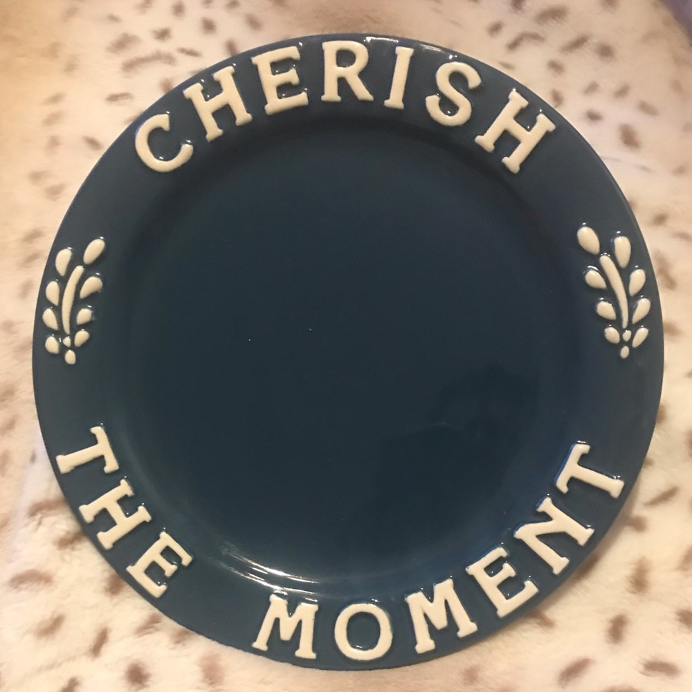 House of Lloyd 1999 vintage blue “ Cherish the Moment” glazed ceramic plate